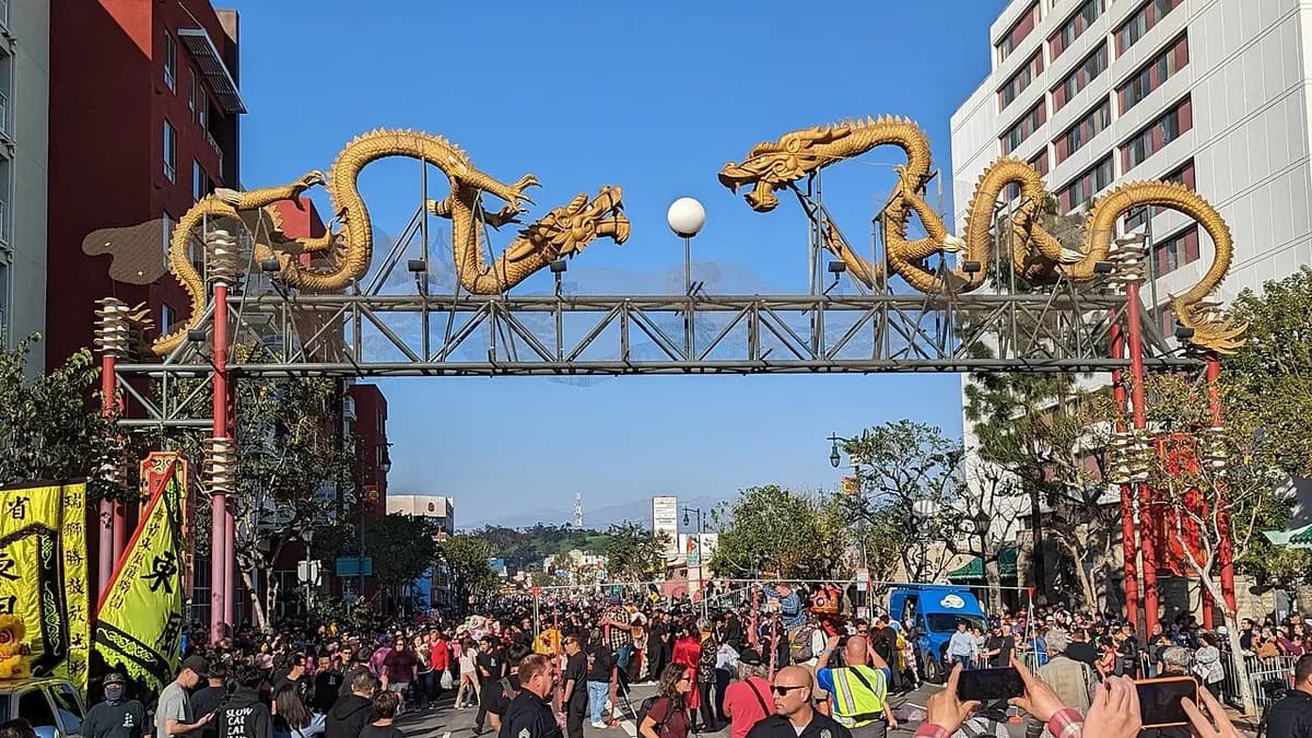 Dragon gateway on Broadway in Chinatown, Los Angeles