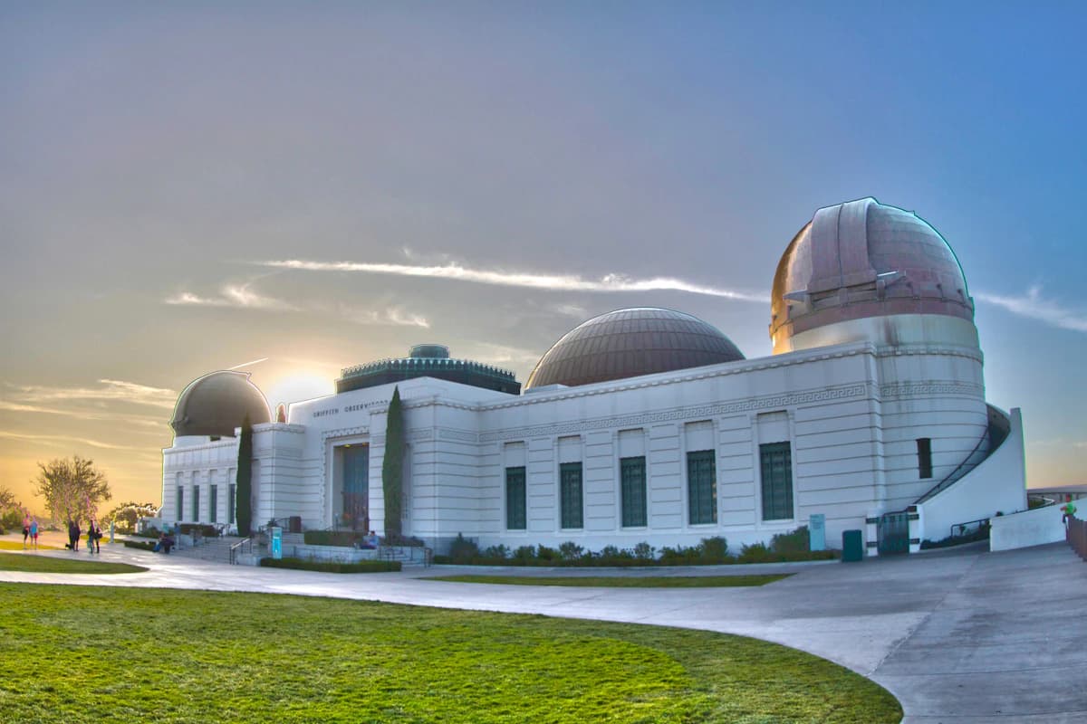 Griffith Observatory with its domes against the sky