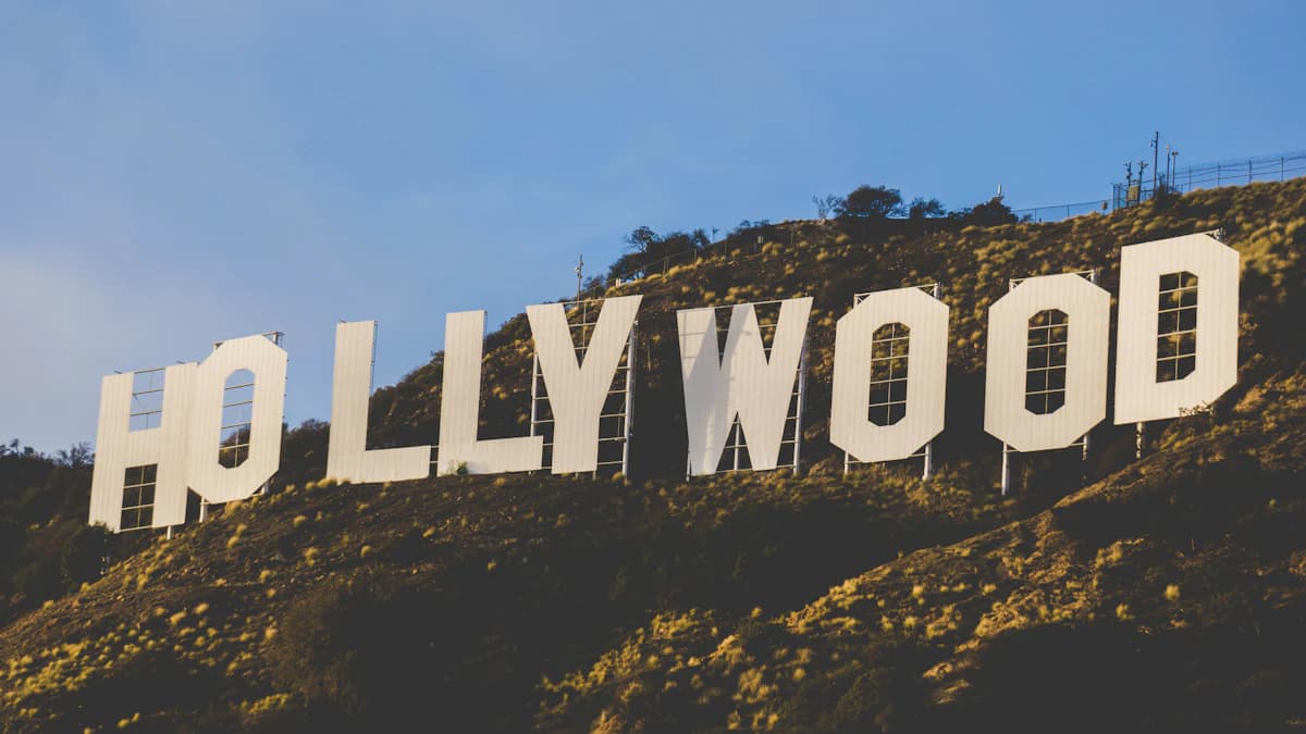 Close-up of the Hollywood Sign on the hillside