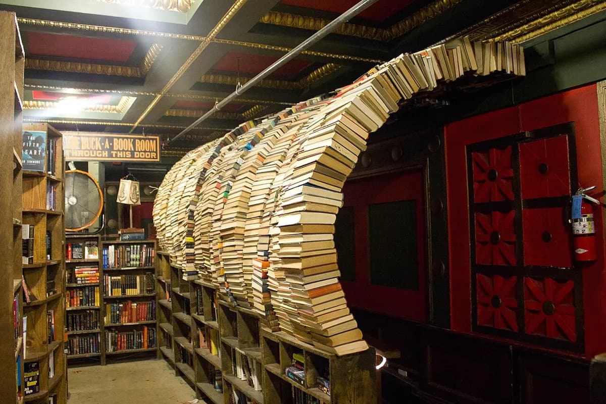 Book tunnel inside The Last Bookstore, Downtown LA
