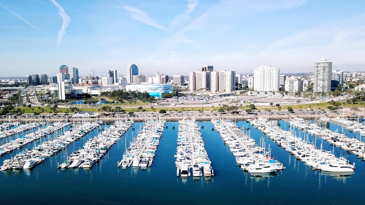 Long Beach marina with the downtown skyline