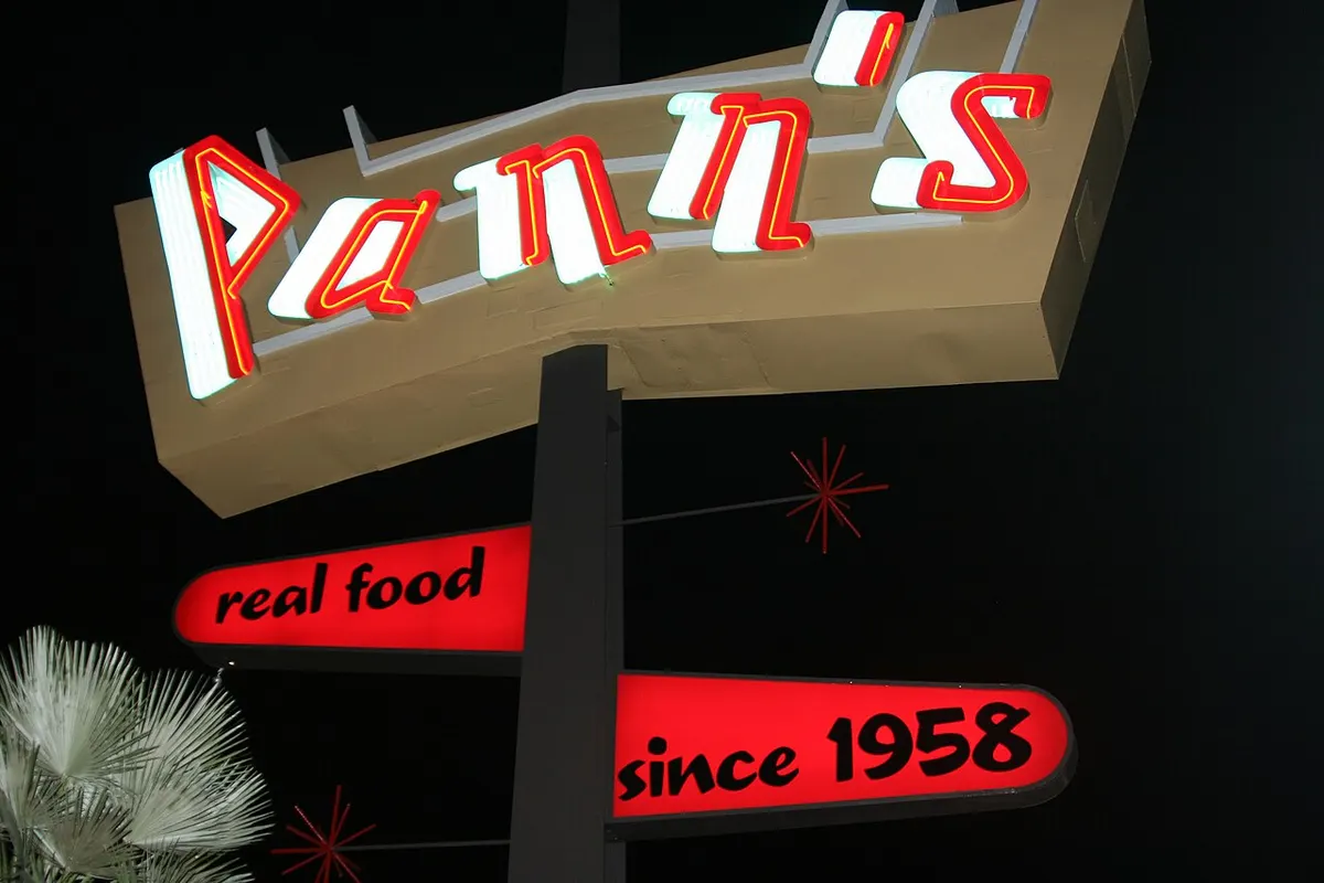 Pann's neon sign in Westchester, Los Angeles