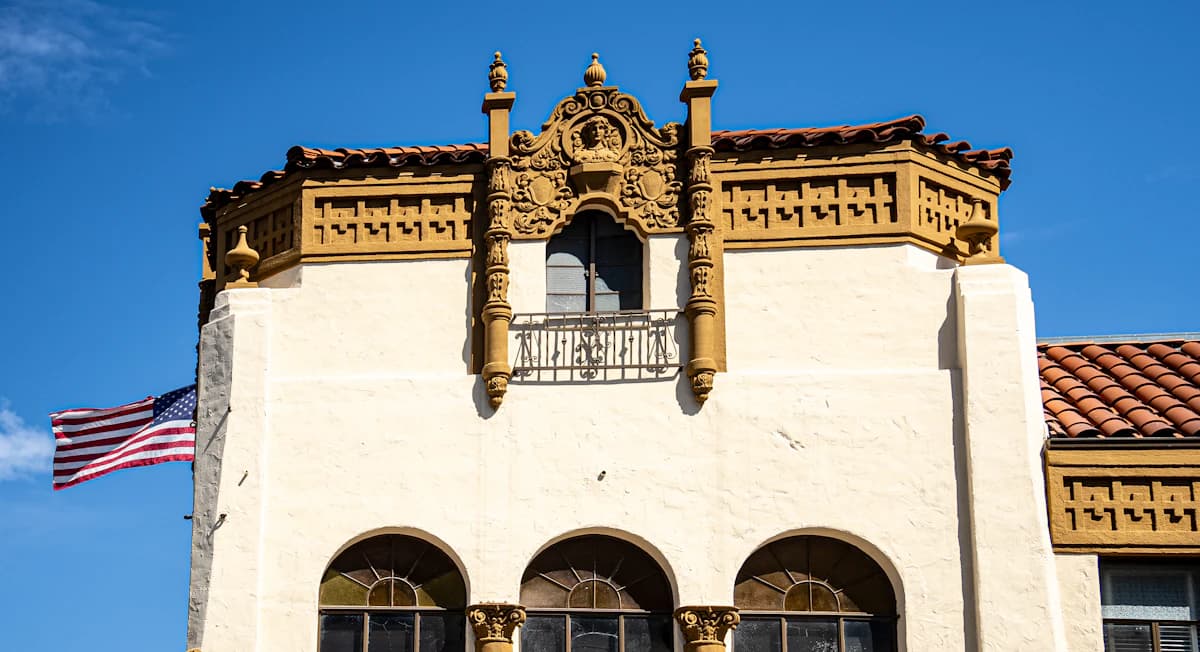 Historic arched building in Pasadena, California