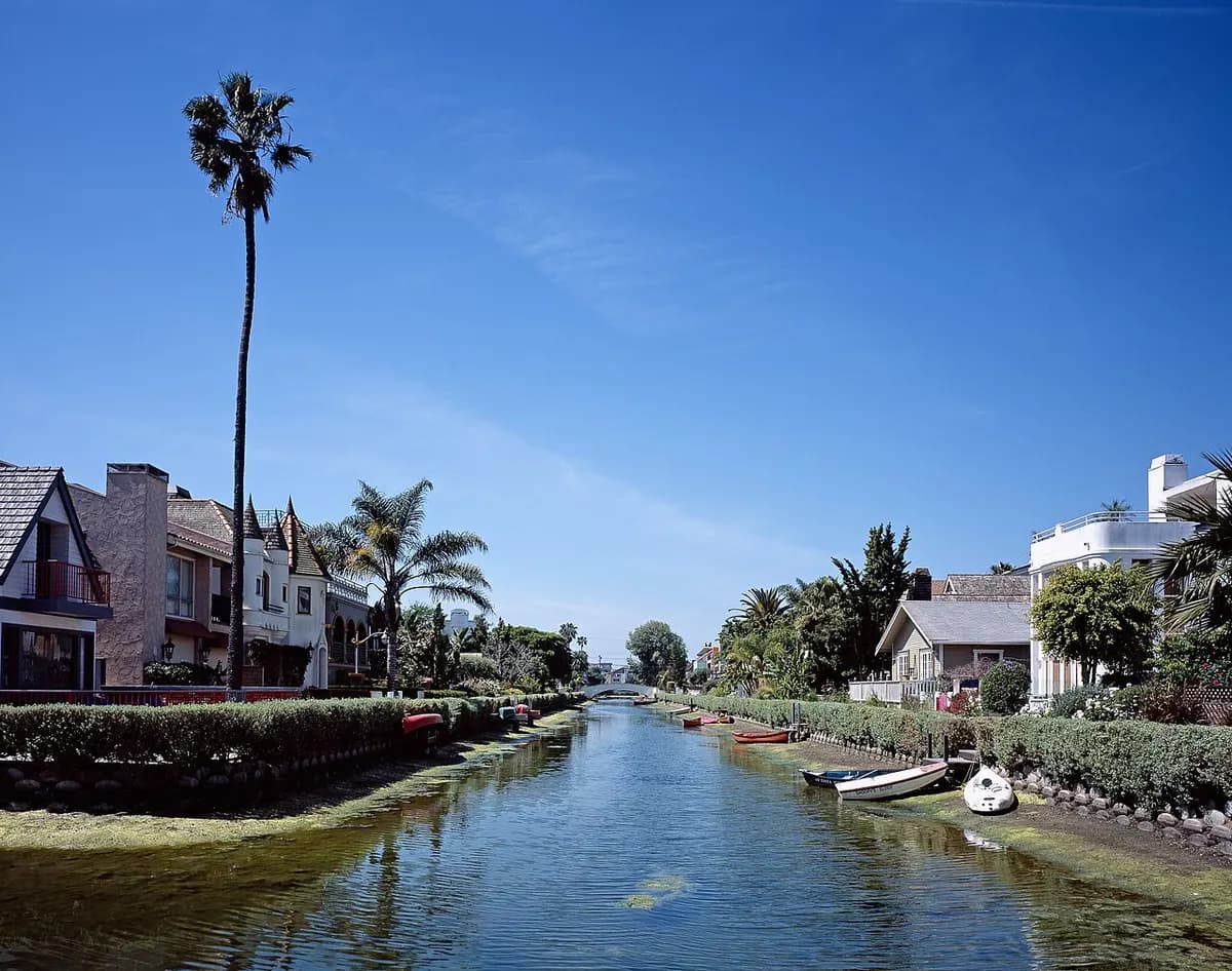 Houses and boats along the Venice Canals