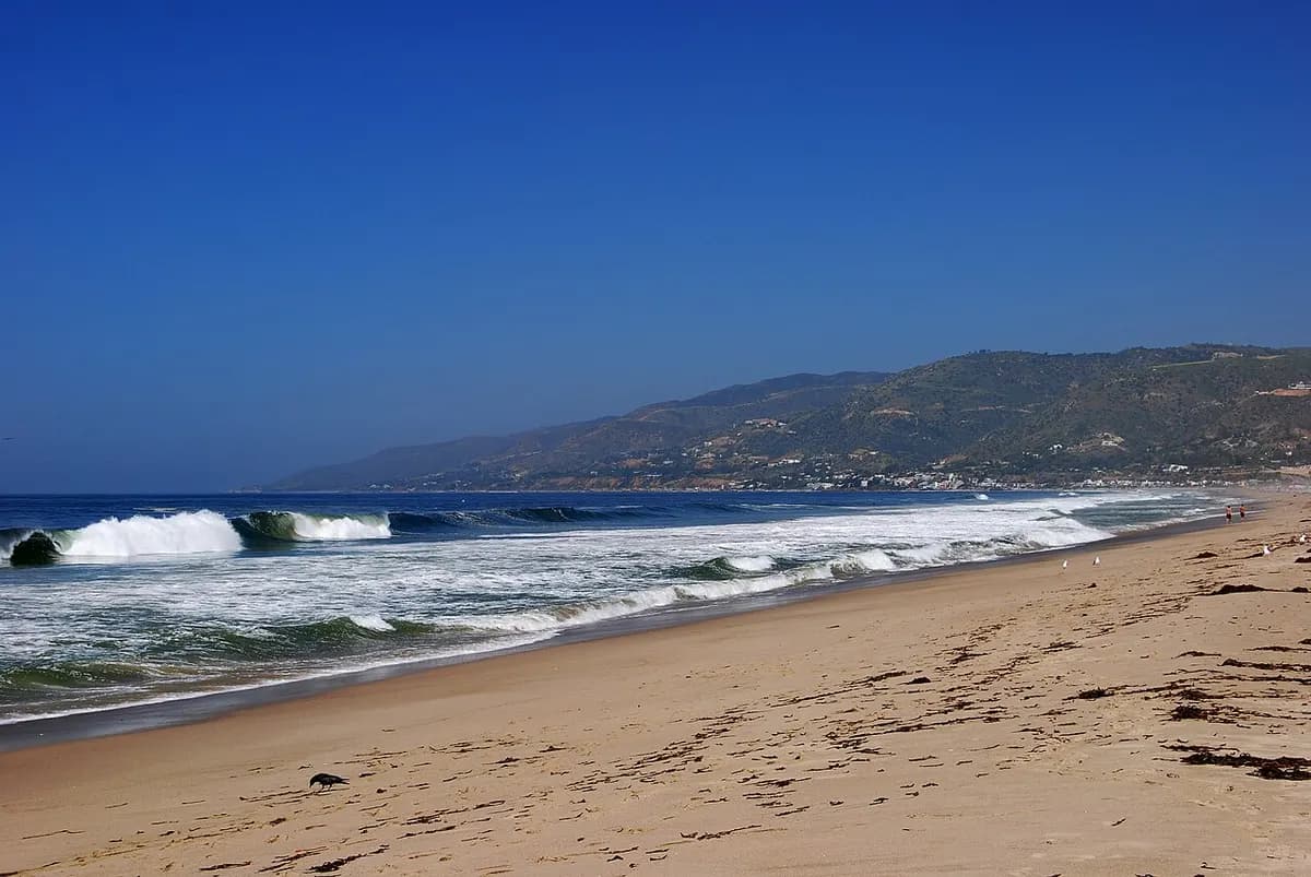 Wide sandy Zuma Beach in Malibu